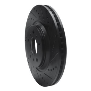 Buick Lucerne Brake Rotor (1) - Front Right - R1 Concepts - Drilled & Slotted - Black - `06-`16